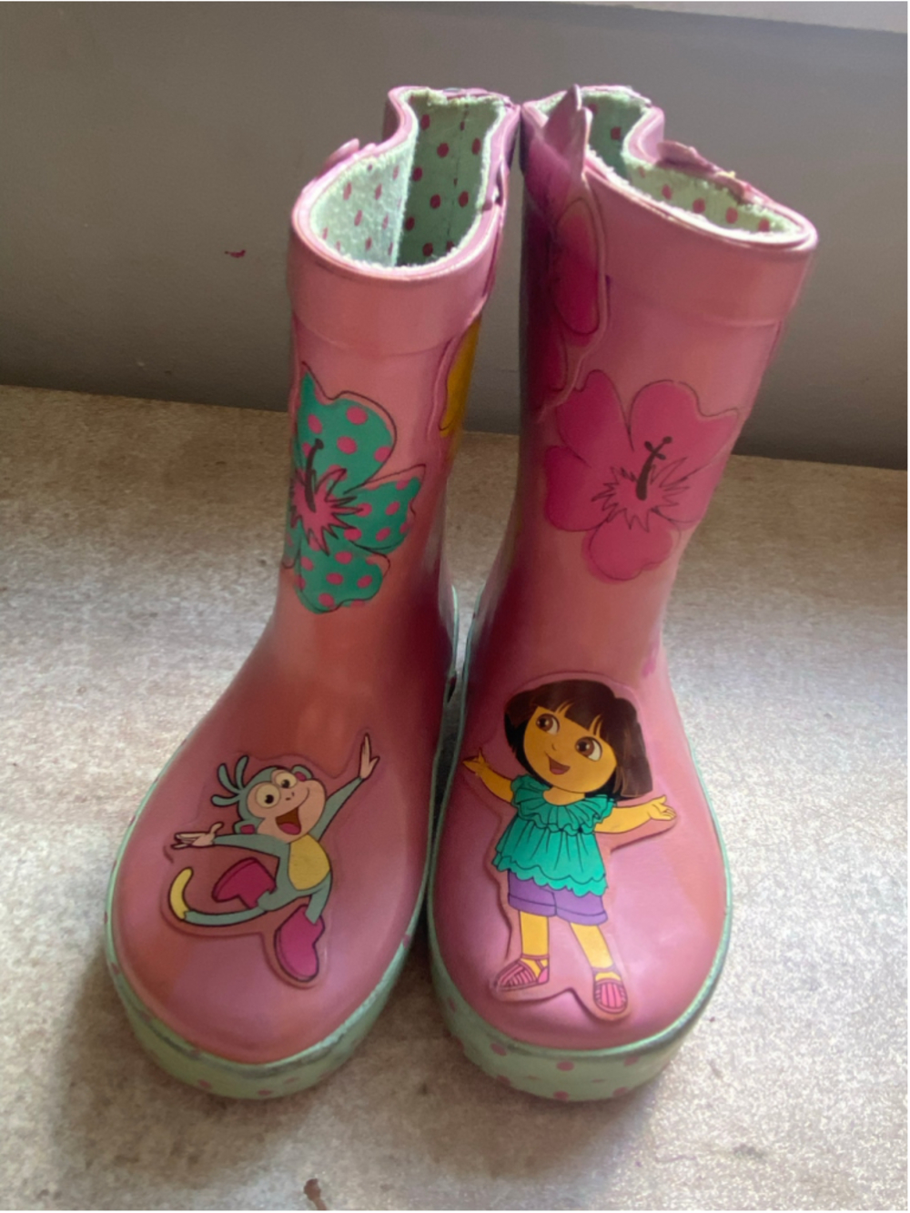 Dora the Explorer Rain Boots Pink Floral 90s 2000s Y2K Nickelodeon Kidcore 5C